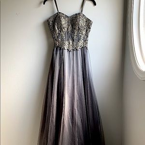 Grey/Gold Prom Dress